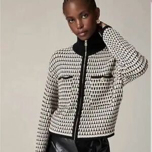 J Crew jacquard zip up sweater jacket